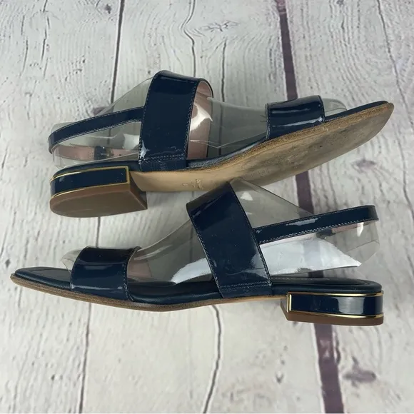 Kate Spade Merritt Slingback Dress Sandals Patent Leather Navy Blue Size 8