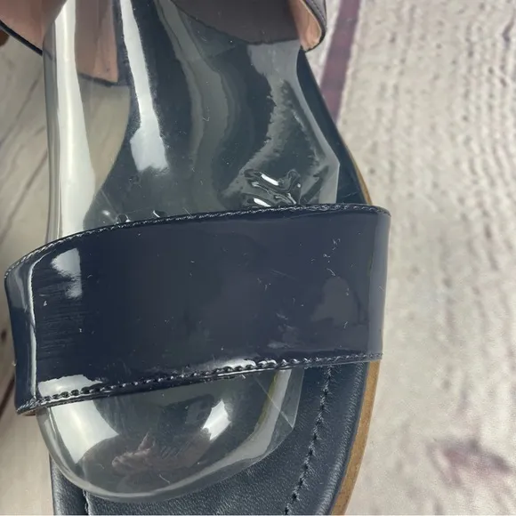 Kate Spade Merritt Slingback Dress Sandals Patent Leather Navy Blue Size 8