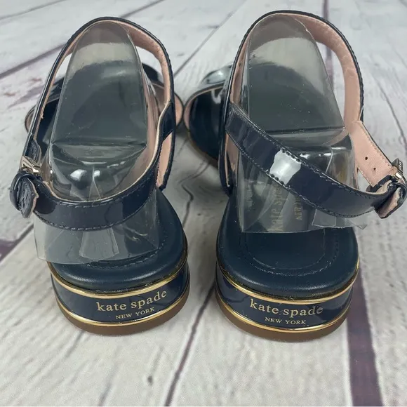 Kate Spade Merritt Slingback Dress Sandals Patent Leather Navy Blue Size 8