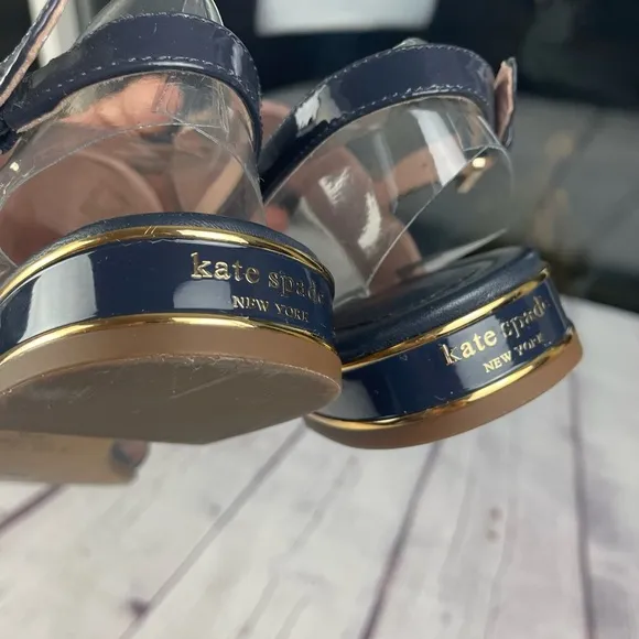 Kate Spade Merritt Slingback Dress Sandals Patent Leather Navy Blue Size 8