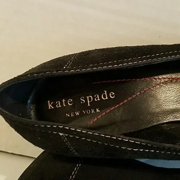 KATE‎ SPADE -  NEW YORK BLACK SUEDE 1-1/2&quot; HEELS