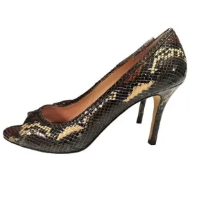 KATE SPADE NY Women's Brown and Beige Heels Snake Leather Shoes Size 9.5 B