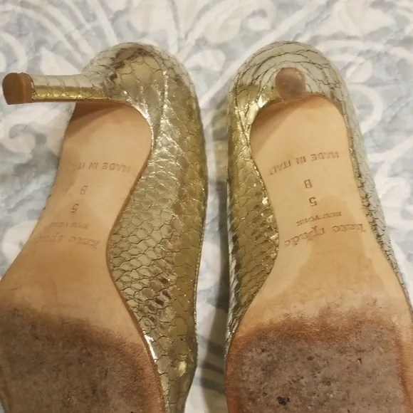 Kate Spade silver snake print heels