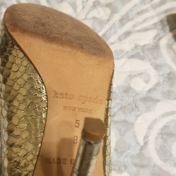 Kate Spade silver snake print heels