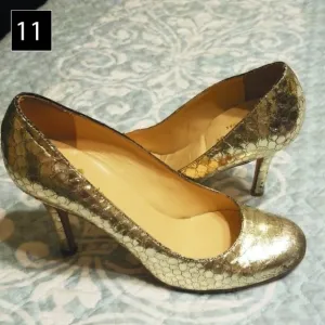 Kate Spade silver snake print heels