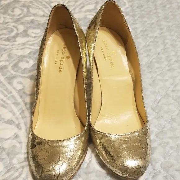 Kate Spade silver snake print heels