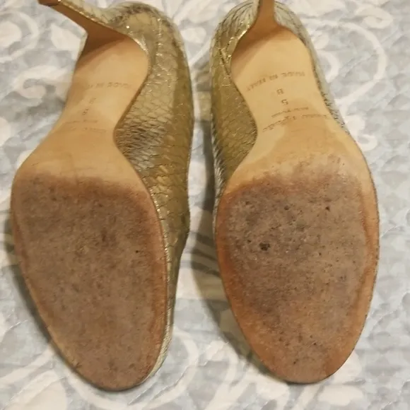 Kate Spade silver snake print heels