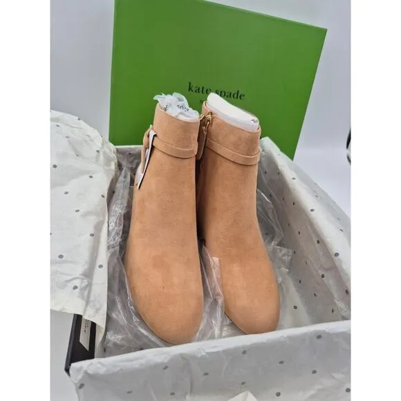 Kate Spade Women Knott Mid Dress Booties US 8 B Tan Suede