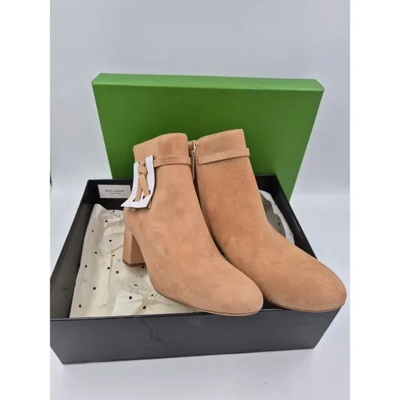 Kate Spade Women Knott Mid Dress Booties US 8 B Tan Suede