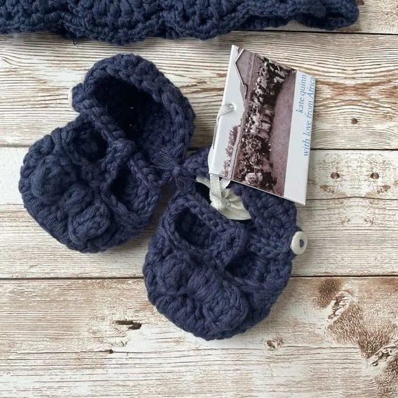 Kate Quinn Navy Blue Crochet Dress and Booties