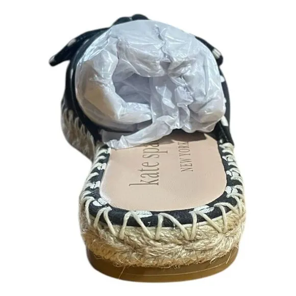 Kate Spade New York Saltie Shore Women Espadrille Sandals Black Polka Dot 5.5B