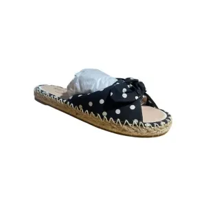 Kate Spade New York Saltie Shore Women Espadrille Sandals Black Polka Dot 5.5B