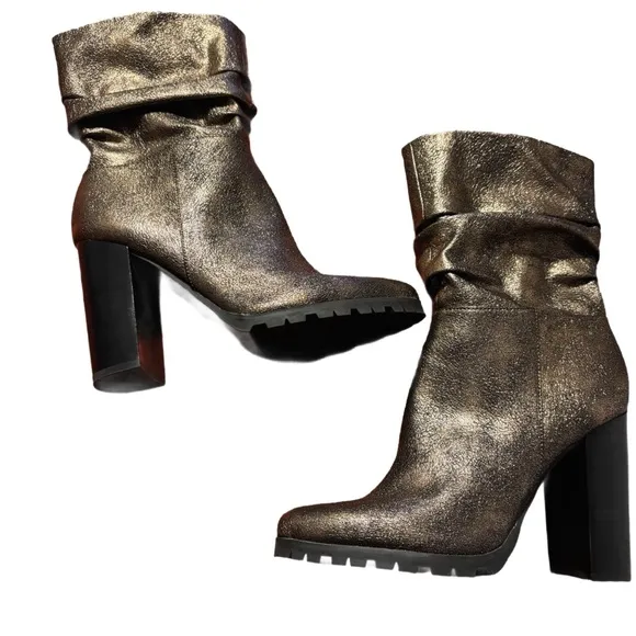 Katy Perry Gunmetal Distressed Metallic Raina Ankle Boot Size 10 NWOT/no box