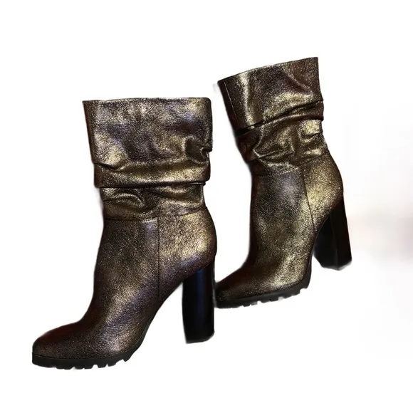 Katy Perry Gunmetal Distressed Metallic Raina Ankle Boot Size 10 NWOT/no box