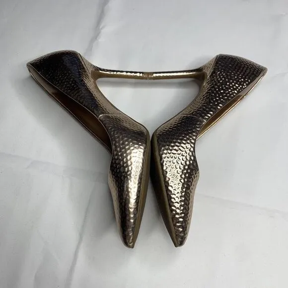 Katy Perry The Sissy Hammered-Emboss Rose Gold Pointed Shoes High Heels Size 7.5