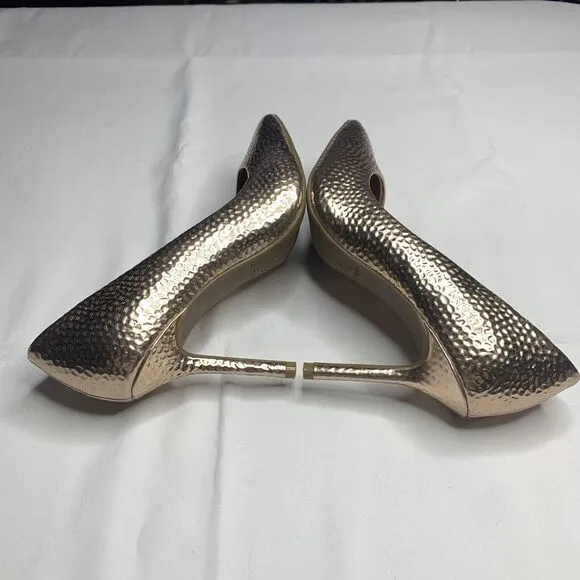 Katy Perry The Sissy Hammered-Emboss Rose Gold Pointed Shoes High Heels Size 7.5