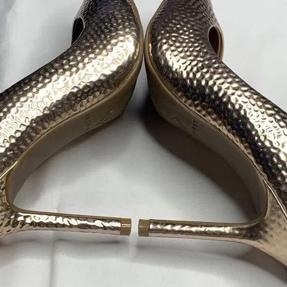 Katy Perry The Sissy Hammered-Emboss Rose Gold Pointed Shoes High Heels Size 7.5