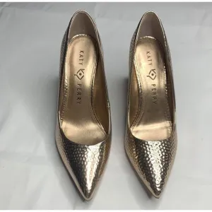 Katy Perry The Sissy Hammered-Emboss Rose Gold Pointed Shoes High Heels Size 7.5