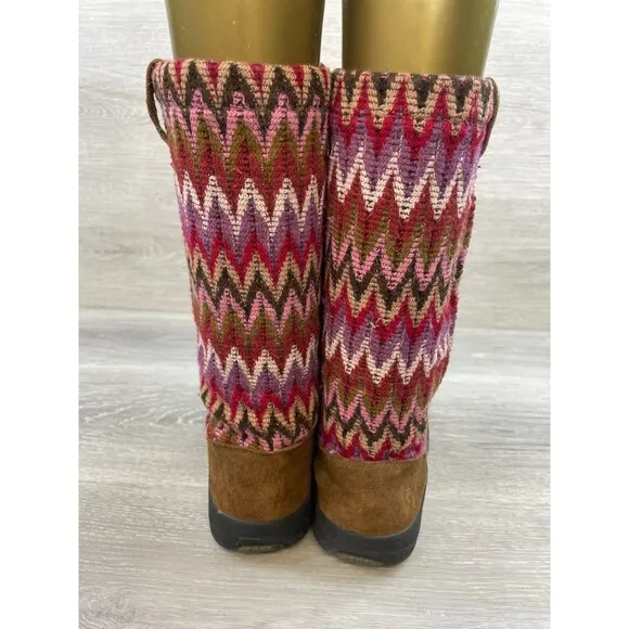 Keen Auburn Girls Brown Suede Leather Lined Knit Slouch Slipper Sz 3  Boot