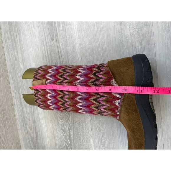 Keen Auburn Girls Brown Suede Leather Lined Knit Slouch Slipper Sz 3  Boot