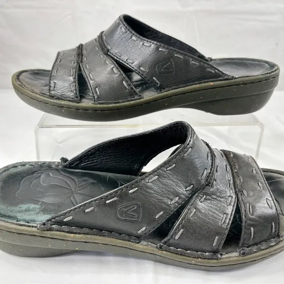 Keen Cush Black Leather Slide in Sandals size 8