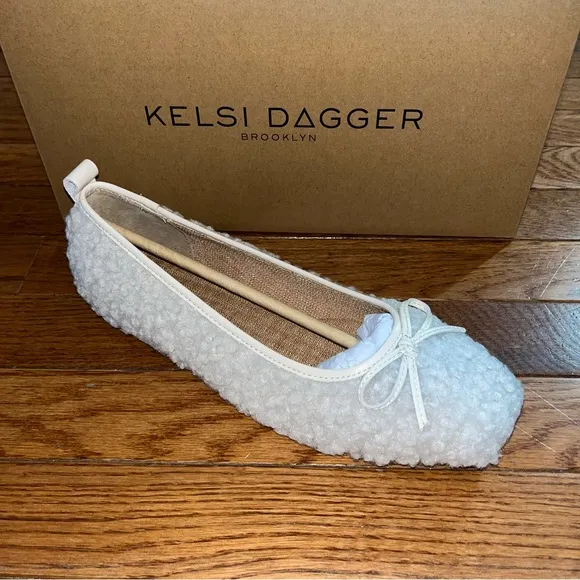 Kelsi Dagger Frankie Sherpa Ballet Flats Natural Cream like Women’s Size 8 NIB