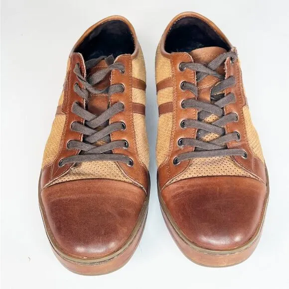Kenneth Cole Brand Wagon 2 Tan Brown Leather Sneakers Shoes Men 9.5