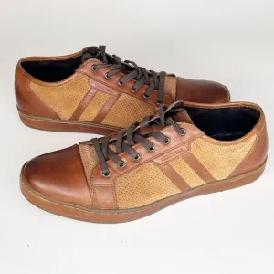 Kenneth Cole Brand Wagon 2 Tan Brown Leather Sneakers Shoes Men 9.5