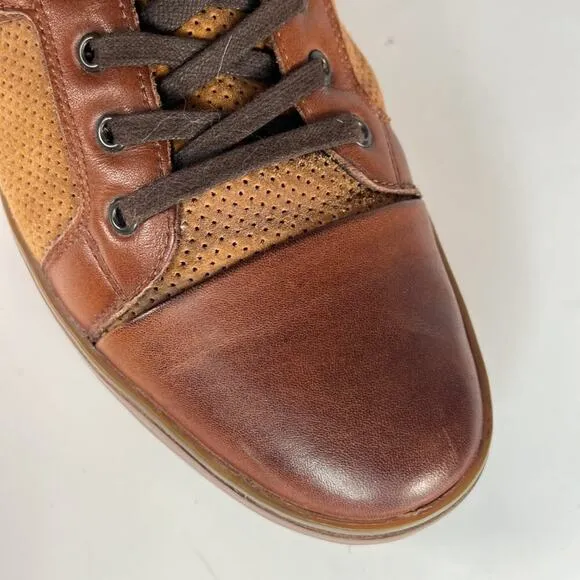 Kenneth Cole Brand Wagon 2 Tan Brown Leather Sneakers Shoes Men 9.5
