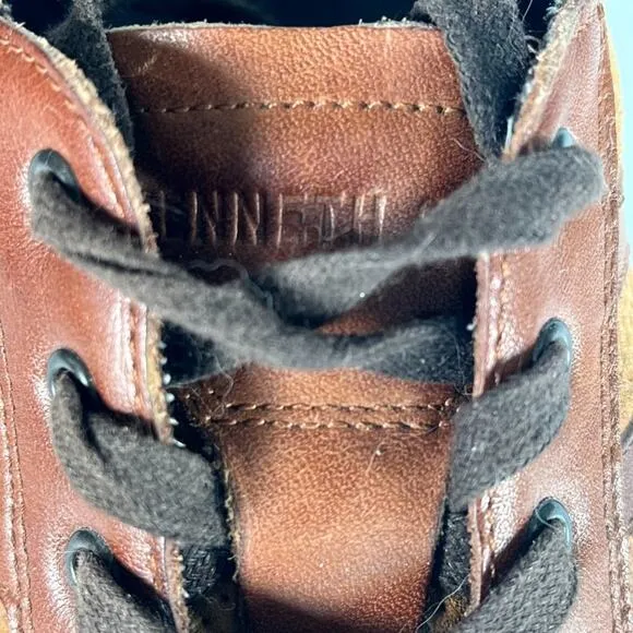 Kenneth Cole Brand Wagon 2 Tan Brown Leather Sneakers Shoes Men 9.5