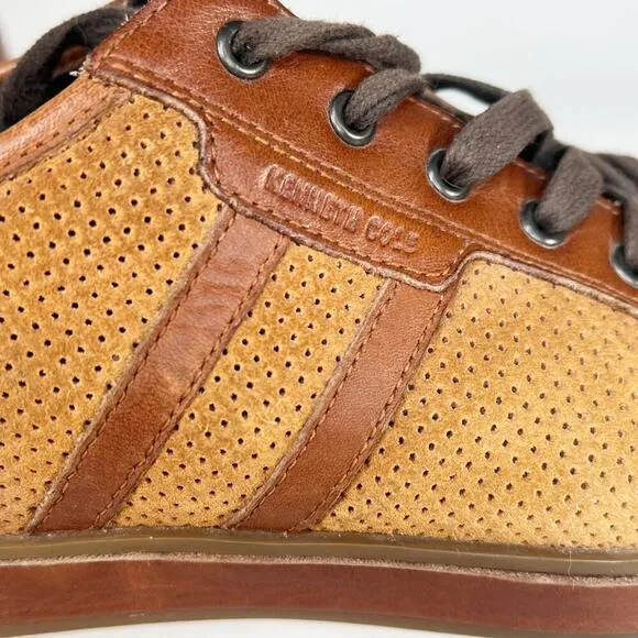Kenneth Cole Brand Wagon 2 Tan Brown Leather Sneakers Shoes Men 9.5