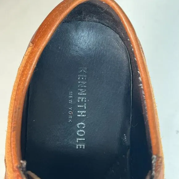 Kenneth Cole Brand Wagon 2 Tan Brown Leather Sneakers Shoes Men 9.5