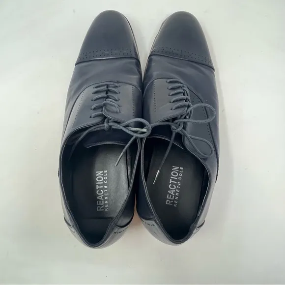 KENNETH COLE REACTION Men’s Black Vegan Leather CASHIAN Lace Up Loafers Shoes 12