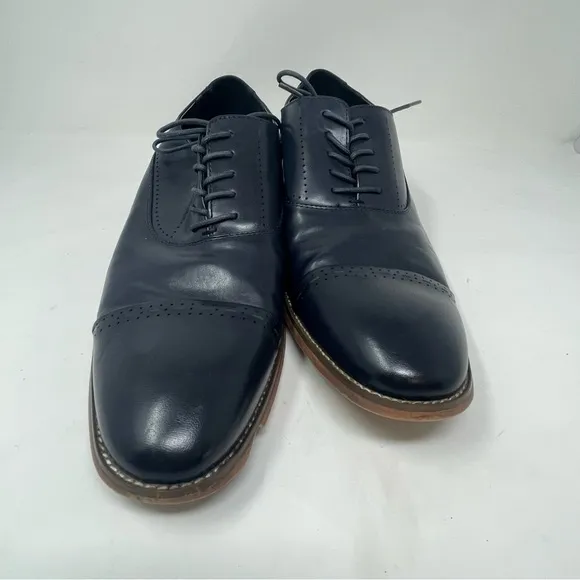 KENNETH COLE REACTION Men’s Black Vegan Leather CASHIAN Lace Up Loafers Shoes 12