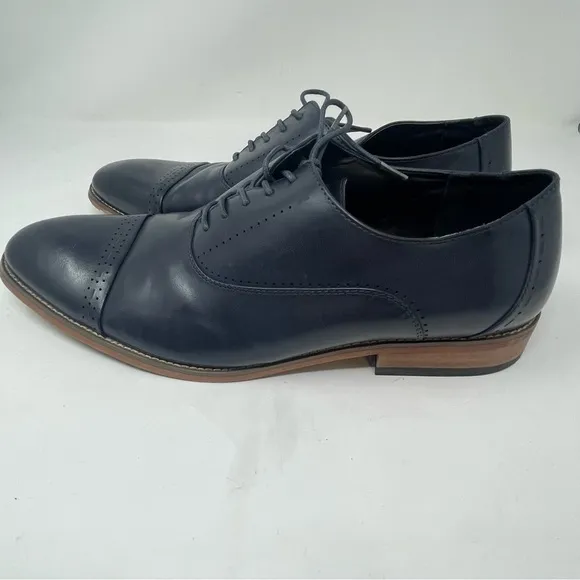 KENNETH COLE REACTION Men’s Black Vegan Leather CASHIAN Lace Up Loafers Shoes 12