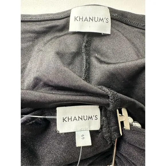 KHANUMS Knur Pearl Trim Mini Dress in Black Size S $378