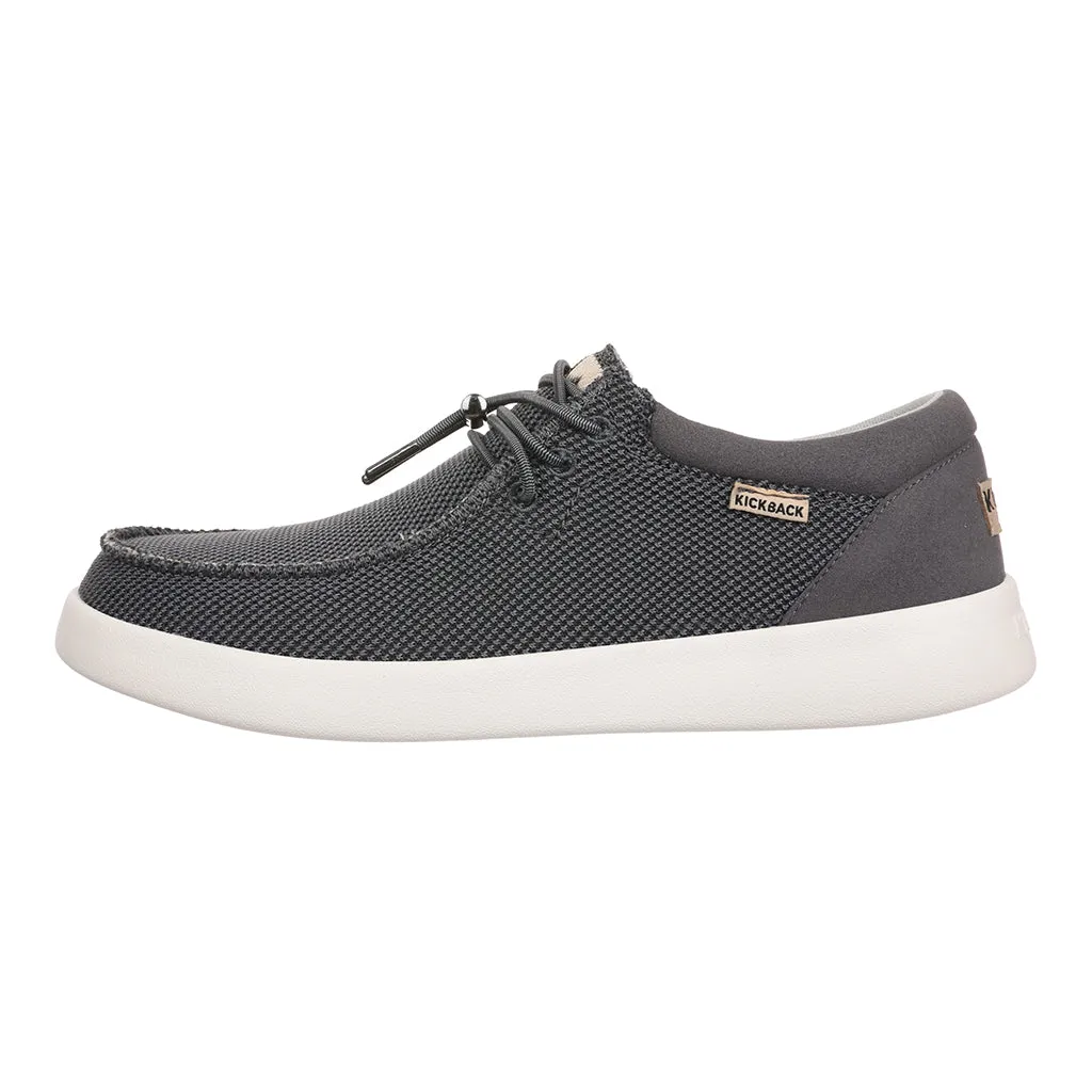 KickBack Haven Mesh Men's Elasticated Lace Lightweight Slip On Shoe Charcoal