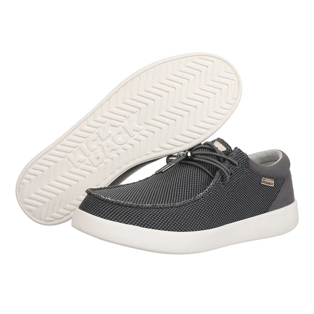 KickBack Haven Mesh Men's Elasticated Lace Lightweight Slip On Shoe Charcoal