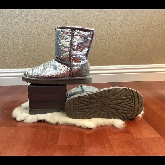 Kids Silver Sequins UGG Boots