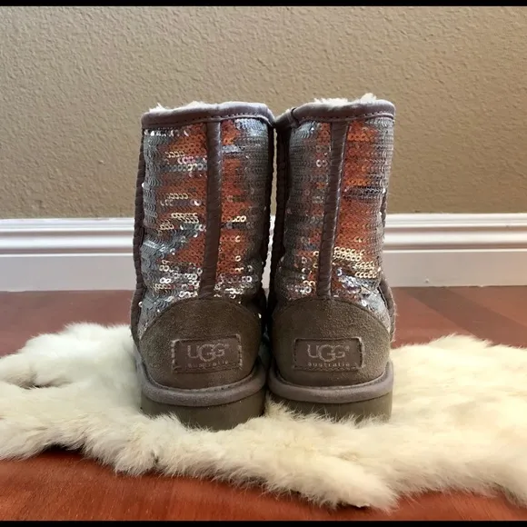 Kids Silver Sequins UGG Boots