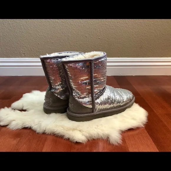 Kids Silver Sequins UGG Boots
