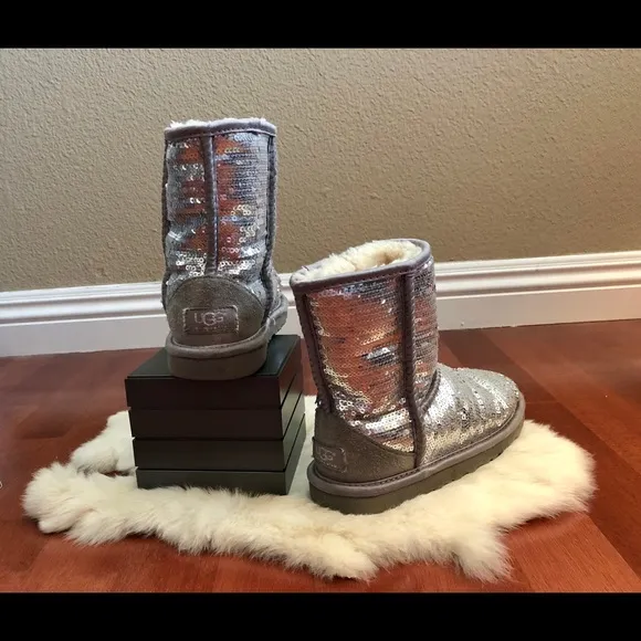 Kids Silver Sequins UGG Boots