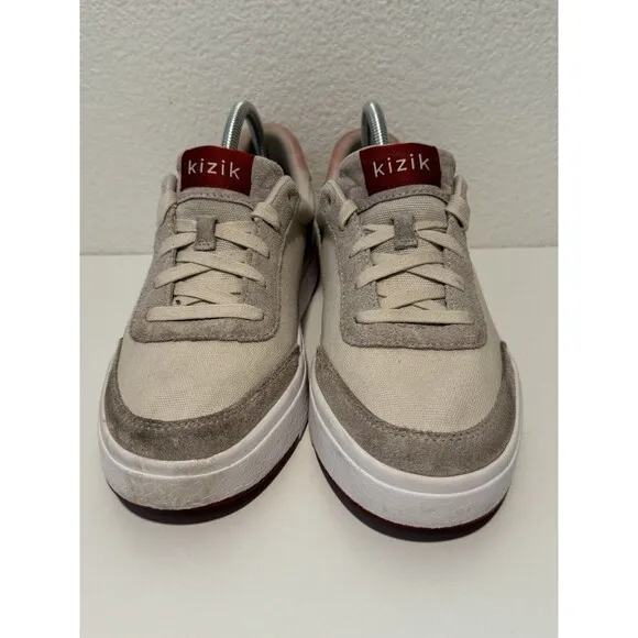 KIZIK Prague Casual Sneakers Shoes Mens Sz 7.5 Women Sz 9 Wide Cream Red Knit