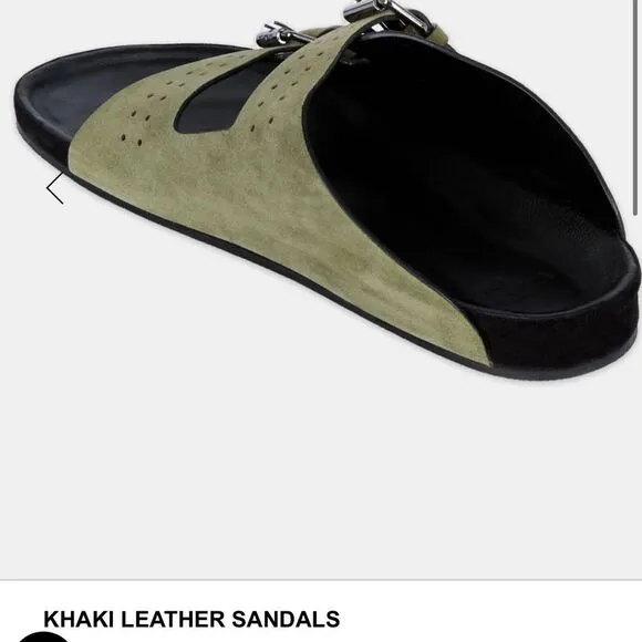 Kooples suede leather khaki slide sandal NIB Size 40