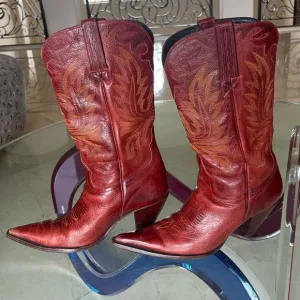 Ladies Charlie 1 Horse Red Artisan Handcrafted Western Cowgirl Boots Size: 7B