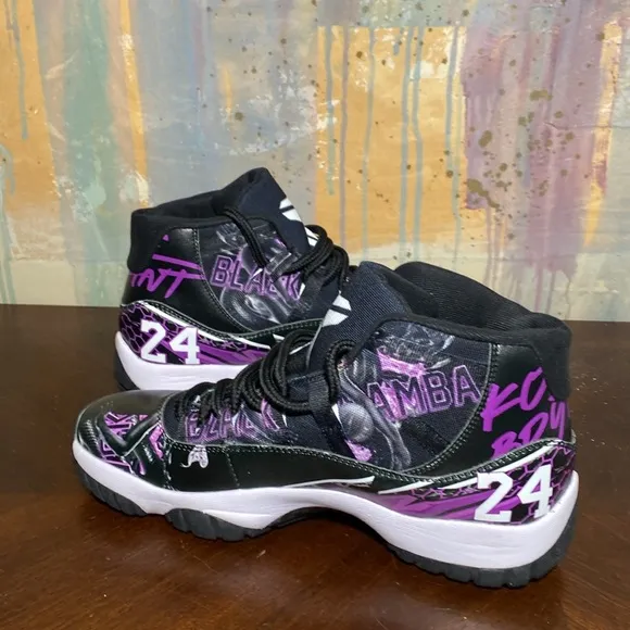 Lakers Kobe Bryant Custom Black and Purple High-Top Unisex Shoes M 8.5/W 11W New