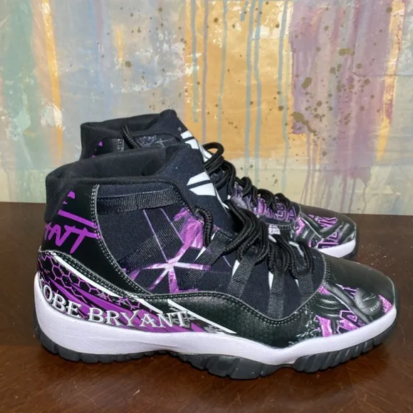 Lakers Kobe Bryant Custom Black and Purple High-Top Unisex Shoes M 8.5/W 11W New