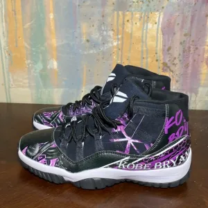 Lakers Kobe Bryant Custom Black and Purple High-Top Unisex Shoes M 8.5/W 11W New