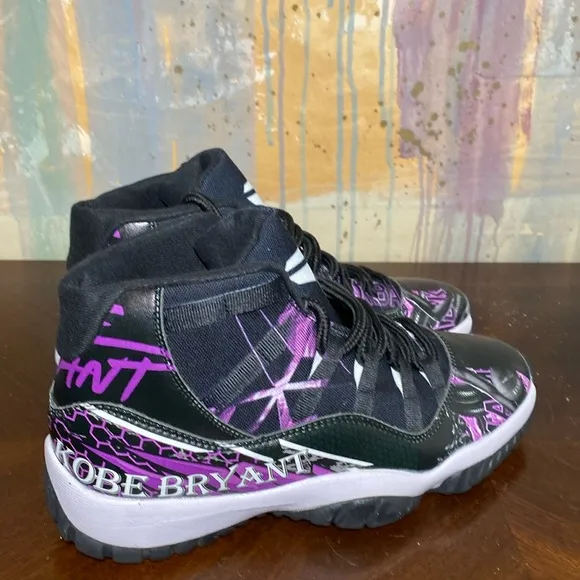 Lakers Kobe Bryant Custom Black and Purple High-Top Unisex Shoes M 8.5/W 11W New