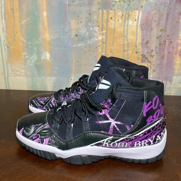 Lakers Kobe Bryant Custom Black and Purple High-Top Unisex Shoes M 8.5/W 11W New